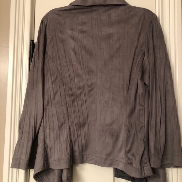 NY Collection gray scrunch suede cardigan jacket- NWOT Sz M - Picture 3 of 3